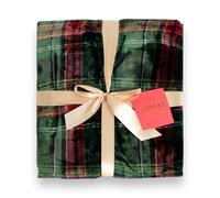 ADMAS Plaid Natalizio in pile coral a quadri scozzese con retro in sherpa 127x152 cm Art. 69058
