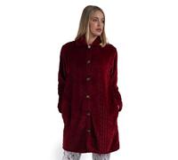 ADMAS Vestaglia Donna Invernale in Coral Fleece Jacquard Art. 67104 - Calda e Morbida con Bottoni e Tasche - Colore Rosso Carminio - Taglie S-3XL (IT, Testo, S, Regular, Regular, Rosso Carminio)