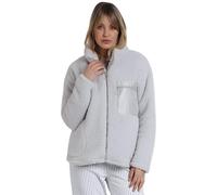 ADMAS Vestaglia Donna Invernale in Morbido Pile Shearling Art. 57541 - Calda e Soffice con Cerniera e Tasche - Colore Perla - Taglie S-XXL (IT, Testo, L, Regular, Regular, Perla)