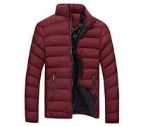 ADMAY Giacca invernale da uomo, leggera, calda, corta, piumino, con cappuccio, antivento, trapuntata, foderata per escursionismo, viaggi, panetteria, Rosso #2., 5XL