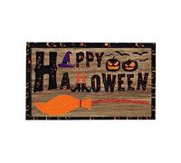 ADMAY Orrore di Halloween Spaventoso 2023 Y21K Zerbino di Halloween Zerbino di Benvenuto Happy Halloween Witch Sweeper Zucca sdentata Cute Halloween Decor Witch House Decor Tappeto (Khaki, One Size)