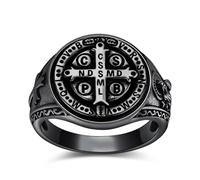 ADMETUS Anello di San Benedetto in argento sterling 925, regalo religioso per uomo, misura anello 16,6 - 23,8, 67.2(21.4), Argento sterling, Nessuna pietra preziosa