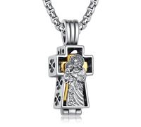 ADMETUS Ciondolo a forma di urna con croce sacra in argento 925, per cenere, regalo per uomini con catene Rolo da 2,5 mm, 22"+2", 22mm, Argento sterling, Nessuna pietra preziosa