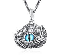 ADMETUS Collana con drago, in argento Sterling, con occhio di drago, collana con occhi di drago, per uomini e uomini, Argento sterling, Nessuna pietra preziosa