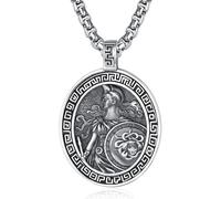 ADMETUS Collana in argento 925 con ciondolo a forma di dio greco, mitologia greca, collana di protezione amuleto, regalo per uomo con 2,5 mm 22"+2" Rolo catene, Argento sterling, Nessuna pietra