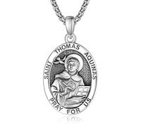 ADMETUS Collana in argento Sterling 925 con ciondolo a forma di santo patrono | Collana con amuleto a croce da uomo con catena rolò da 2,5 mm 55,9 cm + 5,1 cm