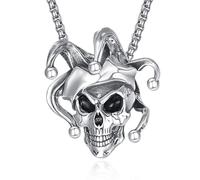 ADMETUS Collana in argento Sterling 925 con testa di teschio, gioiello punk gotico hiphop regalo per uomo con catena a maglia veneziana rotonda da 2,5 mm 55,9 cm + 5,1 cm, Argento sterling, Nessuna