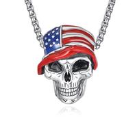 ADMETUS Collana in argento Sterling 925 con testa di teschio, gioiello punk gotico hiphop regalo per uomo con catena a maglia veneziana rotonda da 2,5 mm 55,9 cm + 5,1 cm, Argento sterling, Nessuna