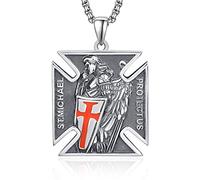 ADMETUS Collana San Michele per Uomo Argento Sterling 925 Croce Santo Arcangelo Michele Ciondolo Medaglia Collana Gioielli Protezione Regali Religiosi