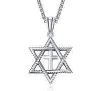 ADMETUS David Stella Collana in argento sterling 925 con ciondolo a forma di stella di David Estrella de David, gioielli regalo per uomo con catena da 22" + 2", Argento sterling, Nessuna pietra