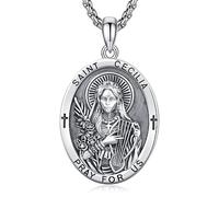 ADMETUS Medaglia sacra in argento Sterling 925 | Amuleto sacro collana da uomo con catena Rolo da 2,5 mm, Argento sterling, Nessuna pietra preziosa