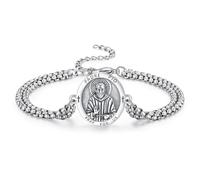 ADMETUS Padre Pio - Bracciale in argento Sterling con ciondolo a forma di Padre Pio, con medaglia di San Padre Pio, regalo religioso per uomo, Senza Gemstone