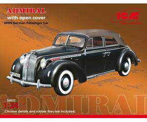 Admiral Cabriolet w/ Open Cover, WWII German Passenger Car 1:24 Model Kit ICM