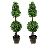 Admired By Nature Aritificial GTR4634-NATURAL-2 - Topiaria a forma di bosso in vaso di plastica, colore: verde, 91 cm