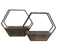 Admired By Nature Set di 2 fioriere da appendere a parete in legno e metallo con rivestimento rigido