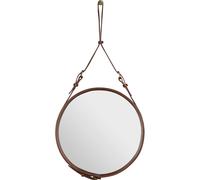 Adnet Specchio da Parete Circolare Pelle Marrone Ø45 cm