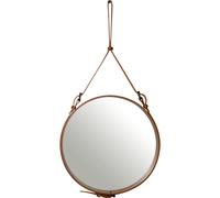 Adnet Specchio da Parete Circolare Pelle Marrone Ø58 cm