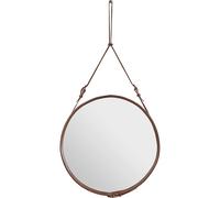 Adnet Specchio da Parete Circolare Pelle Marrone Ø70 cm