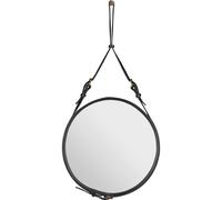 Adnet Specchio da Parete Circolare Pelle Nero Ø45 cm