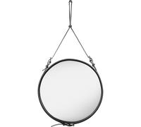 Adnet Specchio da Parete Circolare Pelle Nero Ø58 cm