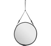 Adnet Specchio da Parete Circolare Pelle Nero Ø70 cm