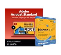Adobe Acrobat Standard + Norton 360 Deluxe per 3 Dispositivi | 1 anno di abbonamento | Windows