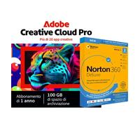 Adobe Creative Cloud Pro + Norton 360 Deluxe per 3 dispositivi | 1 Anno