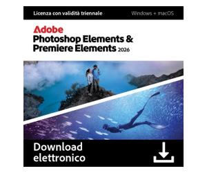 Adobe Photoshop + Premiere Elements 2026 | 1 utente | 2 installazioni | licenza di 3 anni | Windows + Mac
