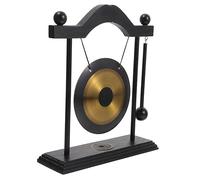 ADOCARN 1 set Gong Ottone da Scrivania Decorazione Vintage per Casa e Ufficio Feng Shui per Meditazione e Arredamento Moderno Materiale Resistente Ottone e Legno Atmosfera Base Stabile