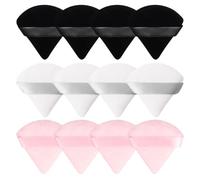 ADOCARN 12pezzi Puff Cipria Triangolari in Spugna per Donne, Applicatore Make Up Nastro, per Uso Quotidiano e Sfumatura Blush senza Angoli Morti
