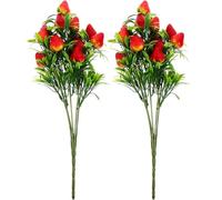 ADOCARN 2 Pezzi Fragole Decorative Artificiali in Pvc Rosse Steli Realistici senza Odore per Decorazioni Floreali e Accessori per Casa e Festa