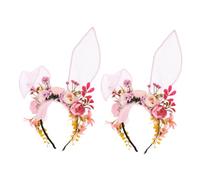 ADOCARN 2pezzi Cerchietti Con Orecchie Di Coniglio Fiori Accessori Per Feste Headband Magica Per Halloween e Compleanni Decorazione Per Eventi e Servizi Fotografici
