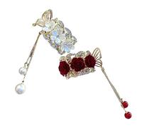 ADOCARN 2pezzi Fermagli Decorativi Per Metallo Accessori Eleganti Per Code Di Cavallo Per Donne e Ragazze Design Con Rossa e Narciso