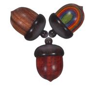 ADOCARN 3 Pezzi Portachiavi Acorn in Legno Naturale Organizer Compatto per Oli Essenziali e Piccoli Oggetti Design Portatile con Coperchio Vite Pendenti Forma di Ghianda per Gioielli Te e