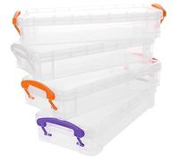 ADOCARN 4pezzi Scatola Portapenne Trasparente Impilabile Plastica Da Capacità Elevata Design Pratico e Leggero Per Ufficio e Scuola Colore Casual