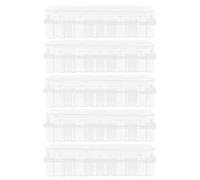 ADOCARN 5 Pezzi Contenitore per Provette in Plastica con 24 Scomparti, Portaprovette per Laboratorio con Chiusura di Precisione, Struttura Modulare Resistente per Campioni di Biochimica