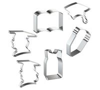 ADOCARN 6 Pezzi Set di Stampini per Biscotti Laurea in Acciaio Inossidabile Forme Creative di Cappello, Dottore e Libri, Antiaderenti e Resistenti per Decorazioni e Pasticceria