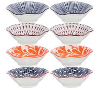 ADOCARN 8 pezzi di ciotole in ceramica, piccoli piatti per intingere, preparare la cucina, taglieri di, piatti per salsa di soia, piatti da portata decorativi multicolori fatti a mano