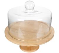 ADOCARN Alzatina per Dolci con Coperchio in Vetro e Base in Legno, Facile da Pulire e Riutilizzabile, per Esposizione in Hotel e Pasticcerie