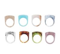 ADOCARN Anelli per nocche in acrilico 8 pezzi, stile spesso e impilabile, con design misto, ideali per donne in ambienti sociali Stili multipli