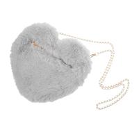 ADOCARN Borsa Tracolla a Forma di Cuore Pelliccia Leggera e Portatile con Catena Elegante per Donna Giovane per Passeggiate e Feste Colore Grigio Chiaro