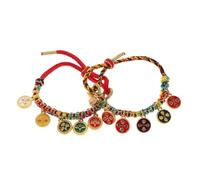 ADOCARN Braccialetto tibetano fatto a mano da 2 pezzi, corda colorata, catena da mano, braccialetto a cinque vie, della ricchezza, regolabile, catena da polso con corda da tirare per fortuna e