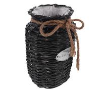 ADOCARN Cesto Vintage in Bambù Nero per Fiori e Decorazioni Casa, Cesto Portatile in Materiale Vegetale Stile Rustico per Matrimoni e Feste