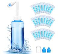 ADOCARN Flacone per Lavaggi Nasali 500ml in Plastica con Sistema di Flusso Delicato, Irrigatore Nasale per Adulti con Set di Sale per Uso Domestico