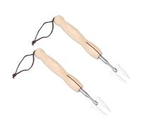 ADOCARN Forchette con Manico in Legno a Forma di Zucca Telescopiche per Barbecue 2 in Inox Portatili e Pratiche per Cucina e Barbecue All'aperto