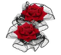 ADOCARN Guanti da Donna in Pizzo Ruches e Fascia Elastica al Polso, Stile Gotico Elegante, Colore Nero, per Halloween e Feste in Maschera