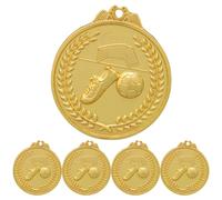 ADOCARN Medaglie in Lega Dorata per Calcio 5 Pezzi Nastro Poliestere, Design Rotondo Unico e Resistente, Premio per Giocatori di Calcio Adulti