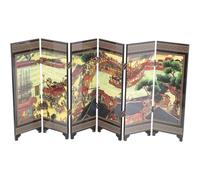 ADOCARN Paravento Pieghevole Decorativo in Legno Stile Antico, Divisore per Ambienti da Scrivania, Ornamento Artigianale per Casa e Ufficio, Mini Schermo Motivi Colorati per Soggiorno