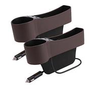 ADOCARN Scatola Portaoggetti Auto Organizer Antiscivolo per Spazi tra Sedile e Consolle con Caricatore USB e Portabicchieri per Smartphone e Accessori Auto
