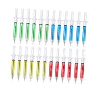 ADOCARN Set 24 Penne Sferografiche a Forma di Siringa in Plastica Inchiostro Nero Fluido, Clicca per Scrivere Comodamente, per Scuola e Regali di Natale Colore Casuale